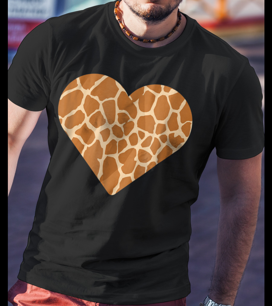 Giraffe Print Heart For Cute Giraffe Lover's Love T-Shirt