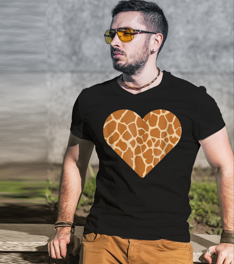 Giraffe Print Heart For Cute Giraffe Lover's Love T-Shirt