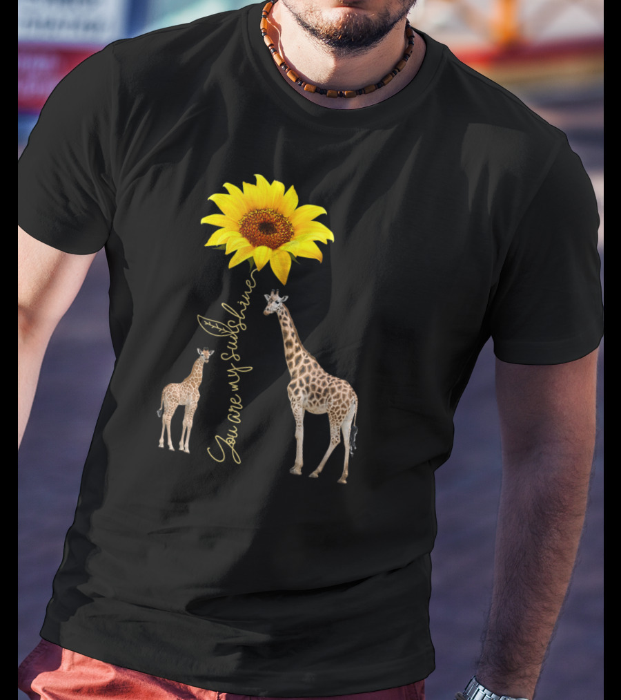 Sunflower You Are My Sunshine Giraffe With Mother And Calf T-Shirt