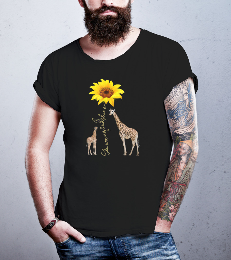 Sunflower You Are My Sunshine Giraffe With Mother And Calf T-Shirt
