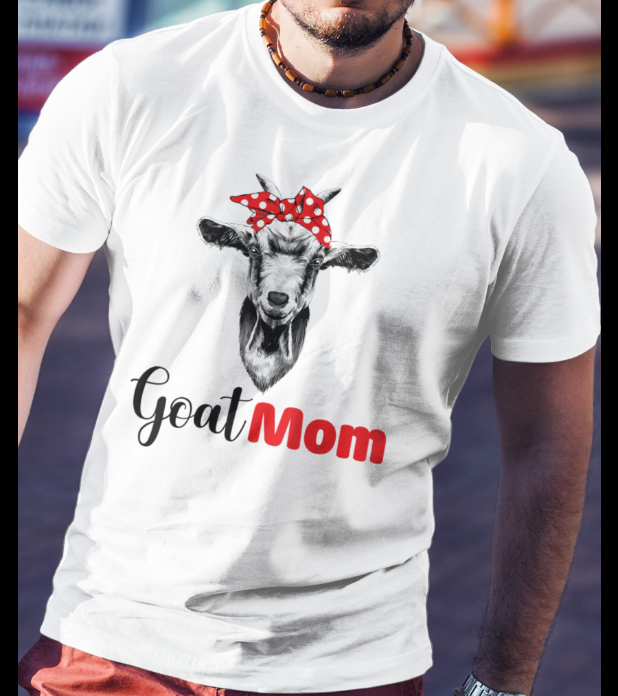 Funny Goat Mom Lovers Girl Polka Dot Bow T-Shirt