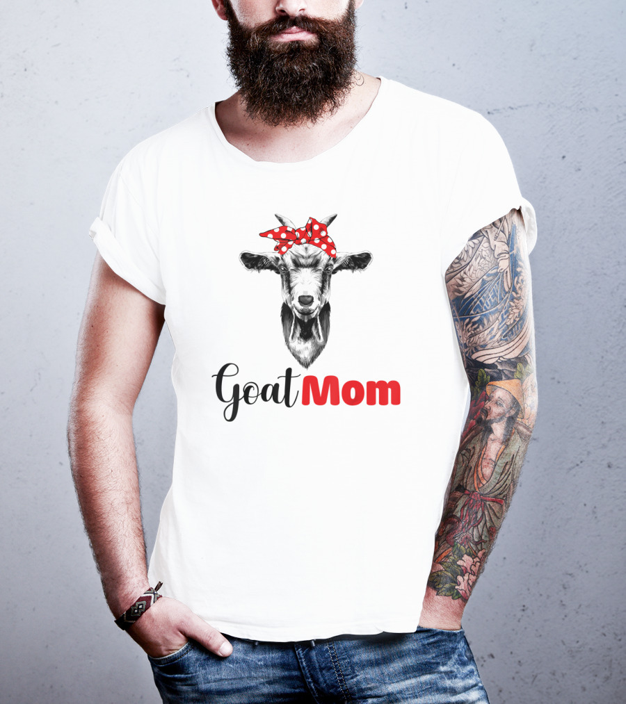 Funny Goat Mom Lovers Girl Polka Dot Bow T-Shirt