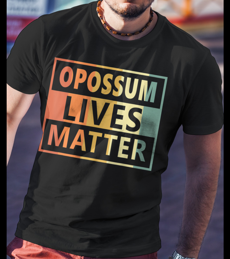 Opossum Lives Matter Vintage Vegan Opossum Lover Retro Stripes T-Shirt