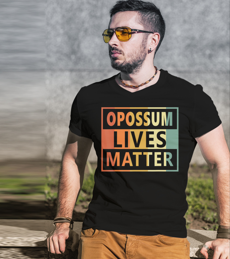 Opossum Lives Matter Vintage Vegan Opossum Lover Retro Stripes T-Shirt