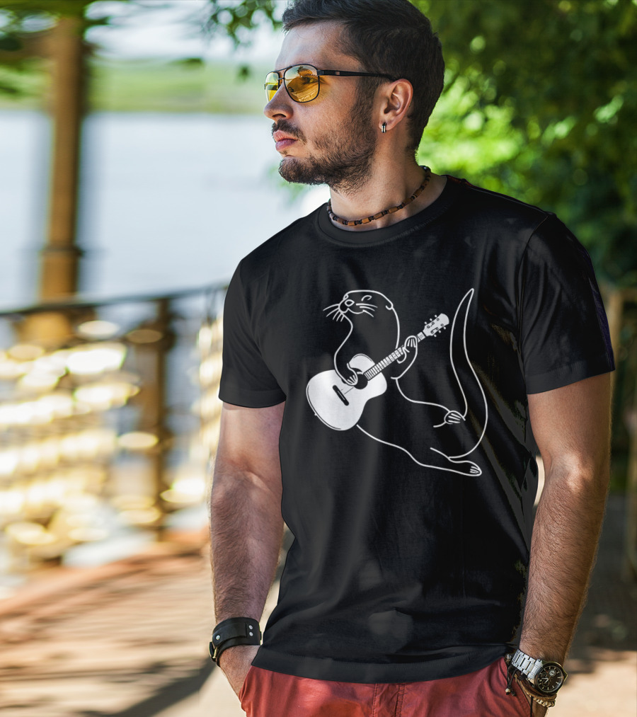 Guitar Playing Otter Music Cool Fun T-Shirt
