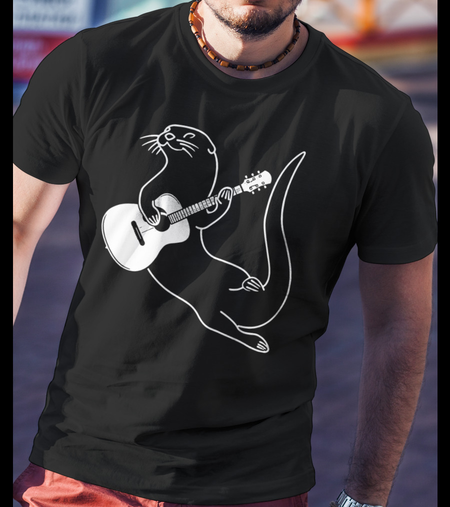 Guitar Playing Otter Music Cool Fun T-Shirt
