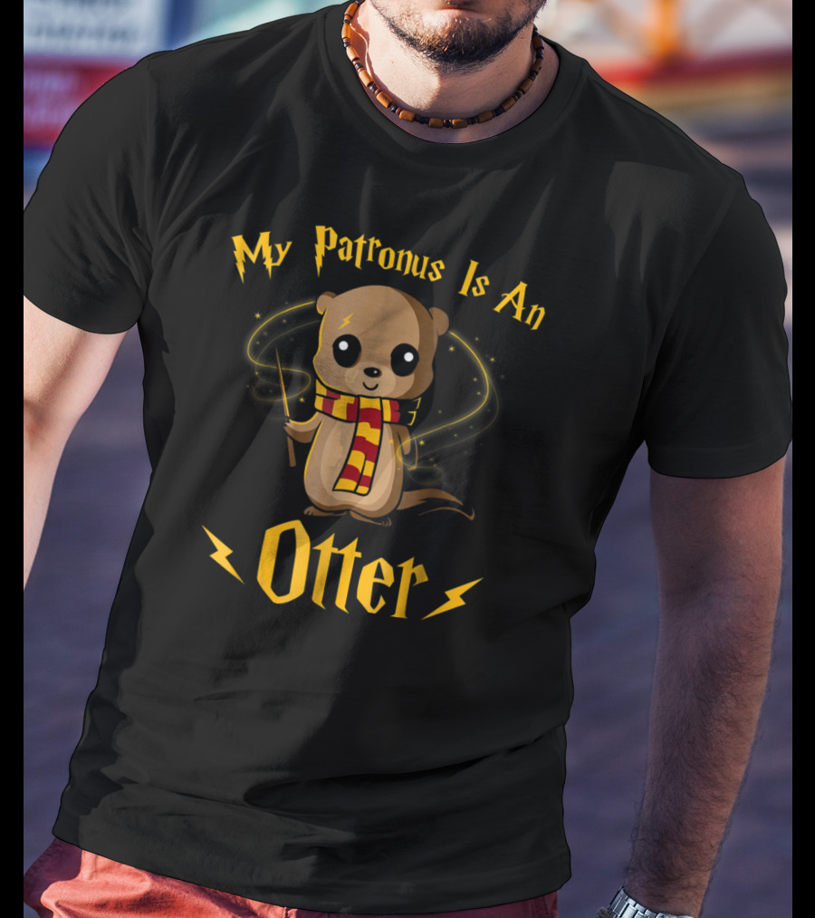My Patronus Is An Otter Wizard Otter With Wand And Scarf T-Shirt