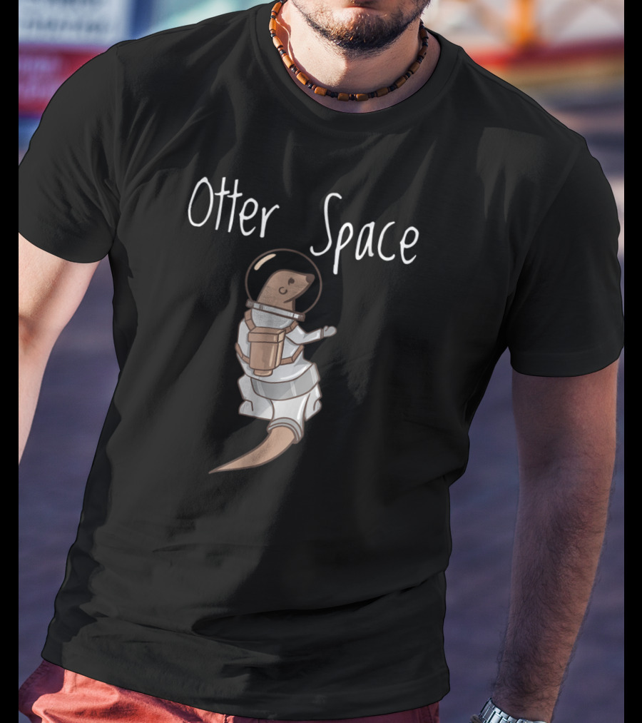 Otter Space Cute Funny Astronaut Otters Floating In Space T-Shirt