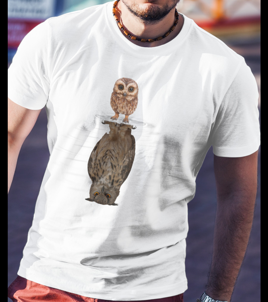 Owl Mirror Evolution Reflection Transformation T-Shirt