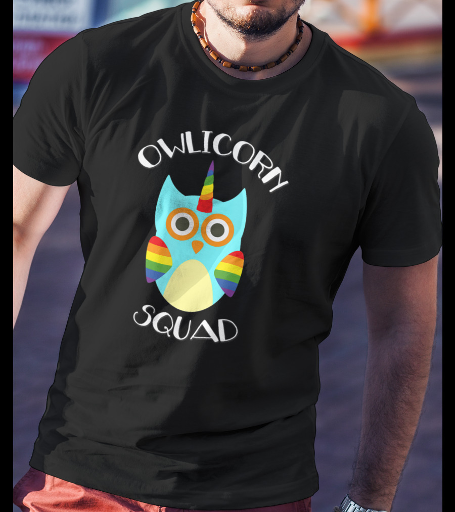Owlicorn Rainbow Owl Unicorn Squad T-Shirt