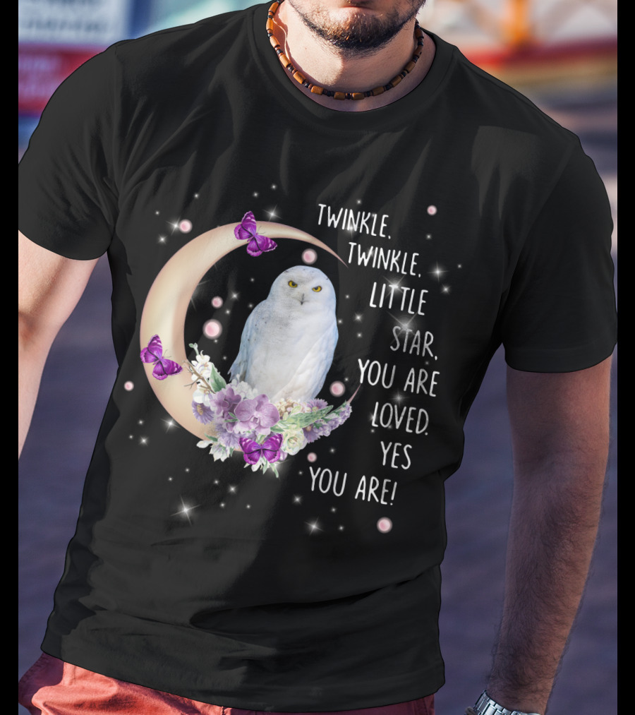 Twinkle Twinkle Little Star You Are Loved Yes You Are Owl Moon Butterflies T-Shirt