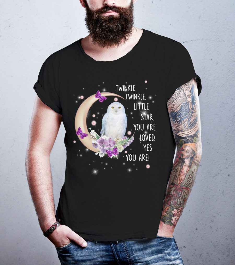Twinkle Twinkle Little Star You Are Loved Yes You Are Owl Moon Butterflies T-Shirt