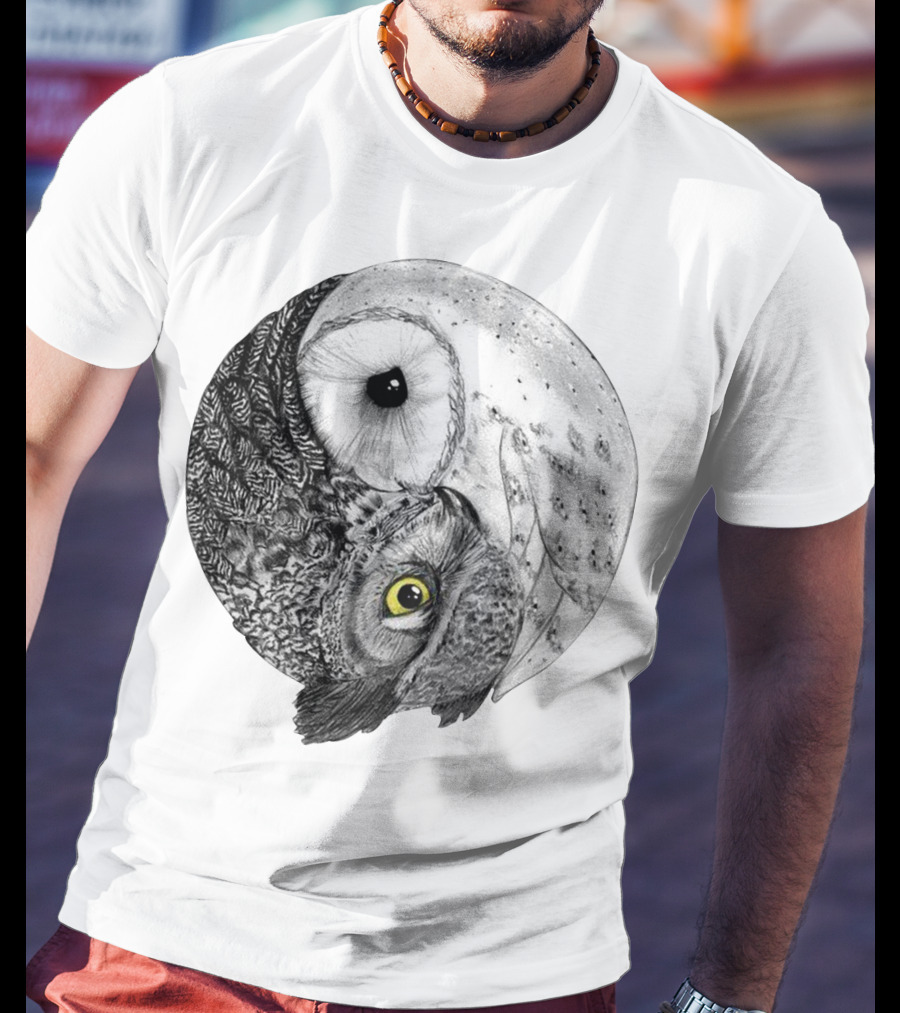 Yin Yang Black And White Owl T-Shirt