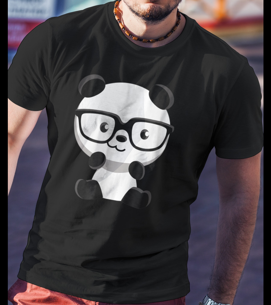 Cute Little Panda Bear Nerd Glasses T-Shirt