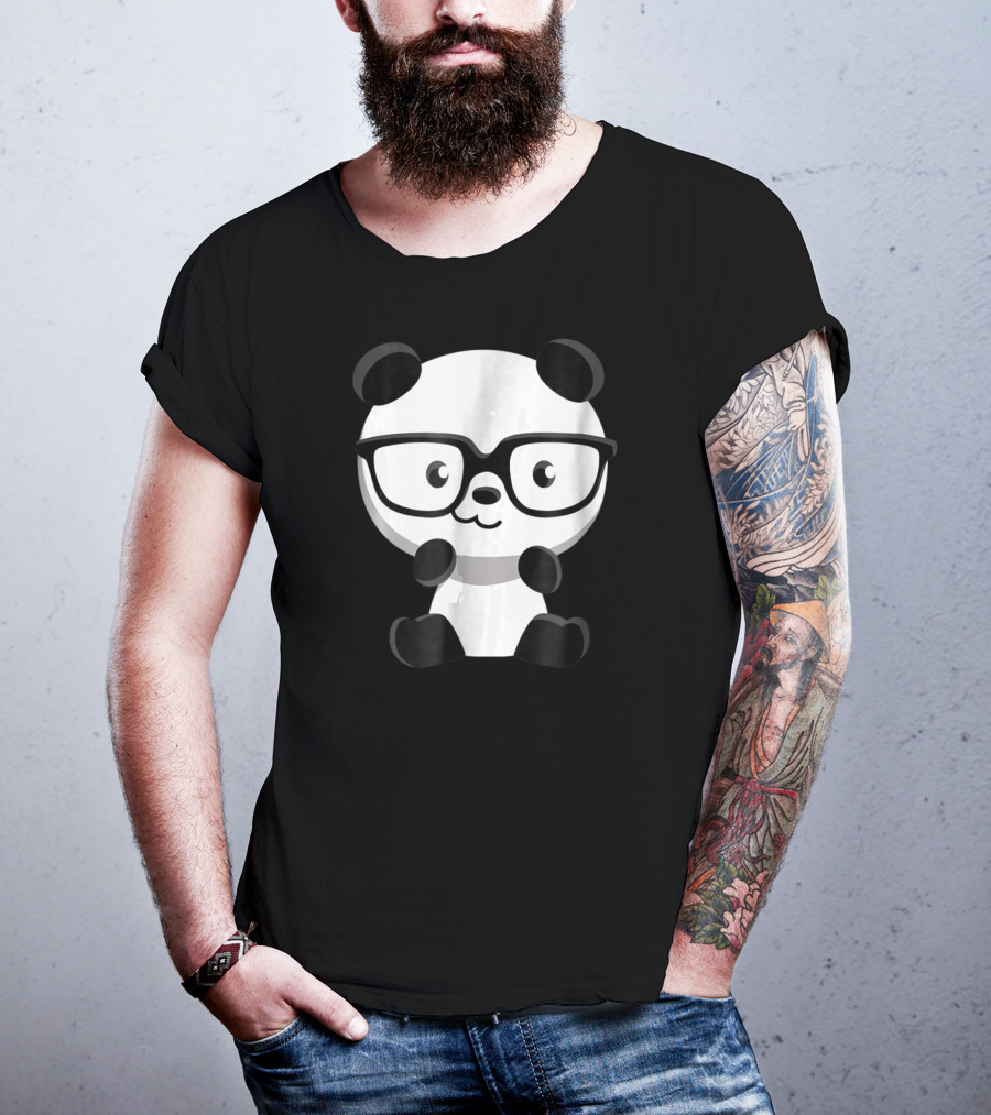 Cute Little Panda Bear Nerd Glasses T-Shirt