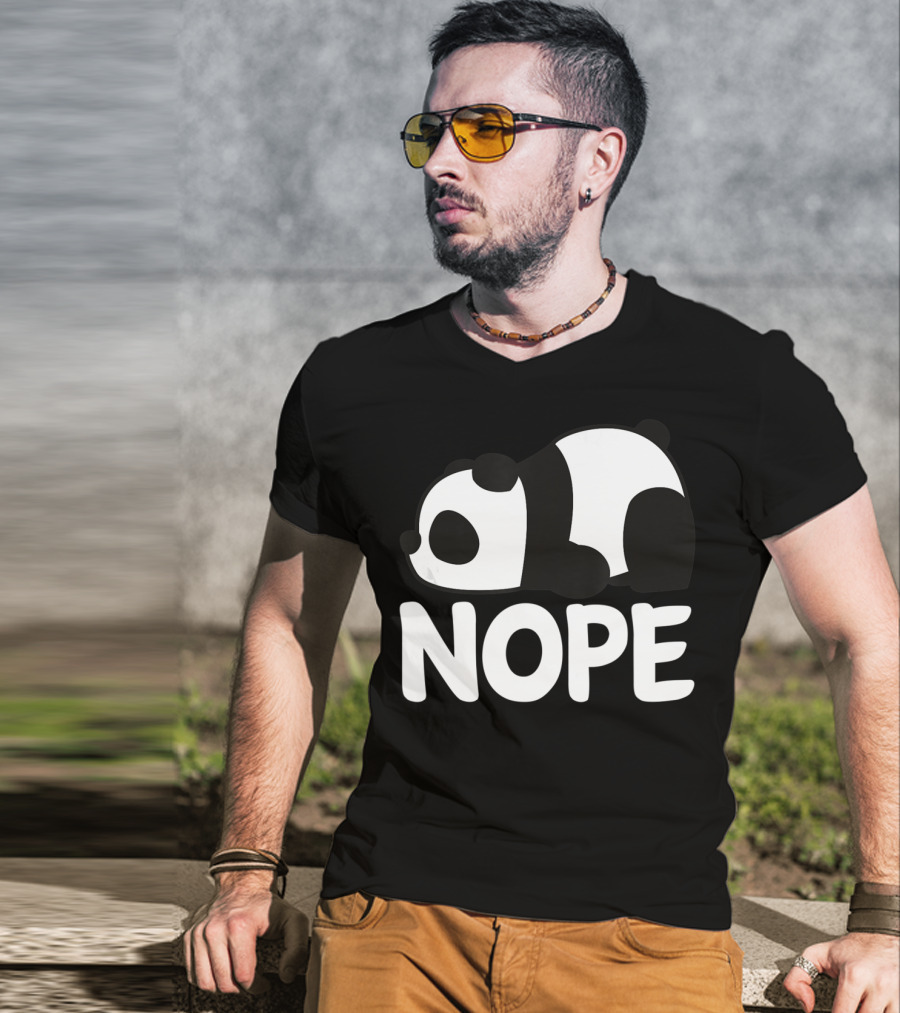 Nope Not Today Lazy Panda Womens Girls Animal T-Shirt