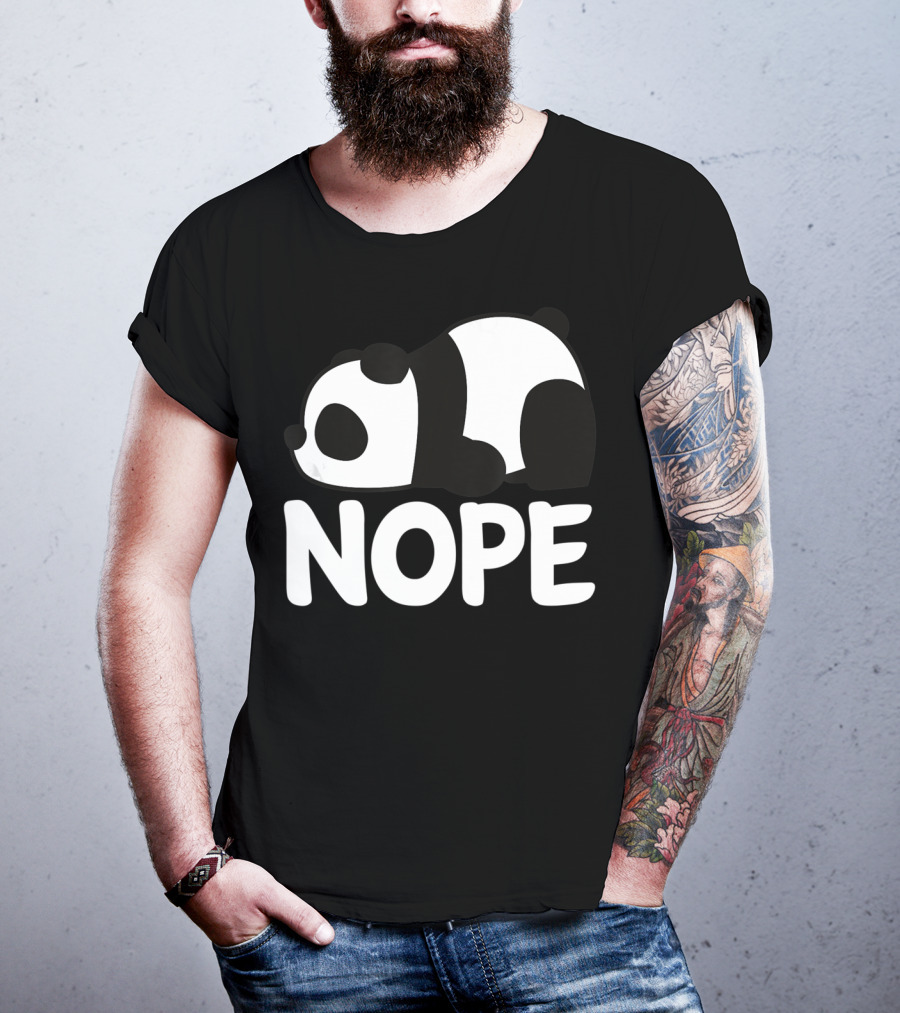 Nope Not Today Lazy Panda Womens Girls Animal T-Shirt