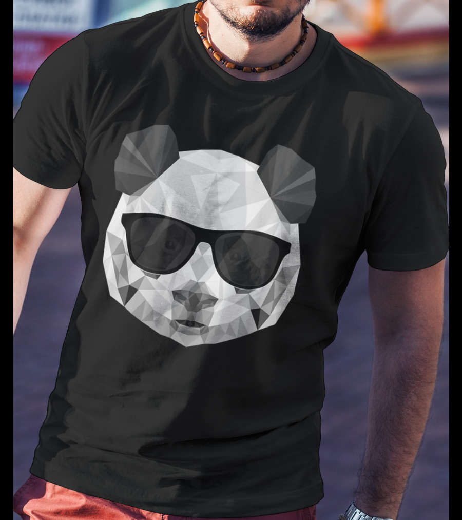 Panda Panda Polygonal Sunglasses Geometric T-Shirt