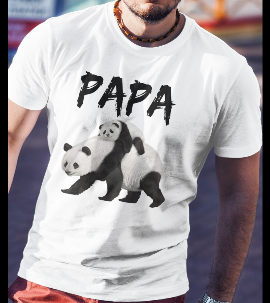 Papa Panda Bear Dad With Baby Panda T-Shirt