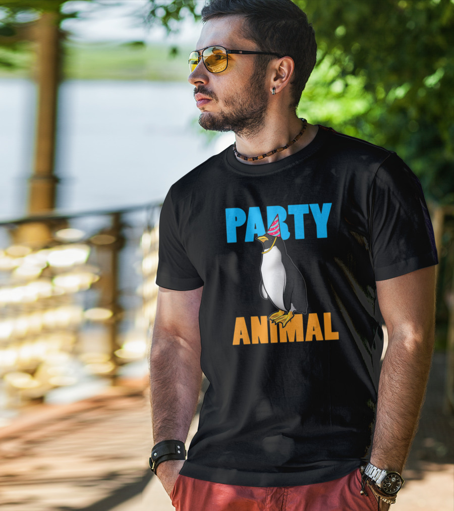 Party Animal Penguin Funny Birthday Meme T-Shirt
