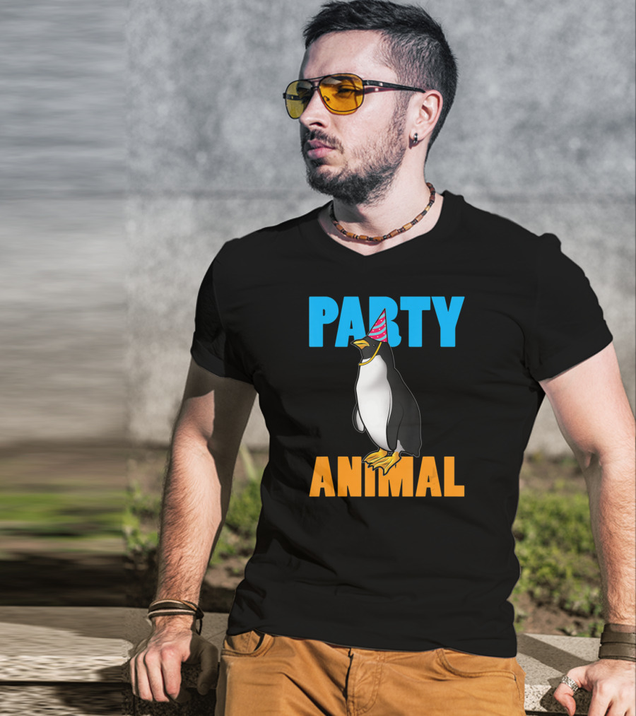 Party Animal Penguin Funny Birthday Meme T-Shirt