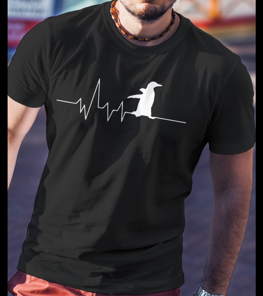 Penguin Heartbeat Rhythm Funny EKG Animal Lover T-Shirt