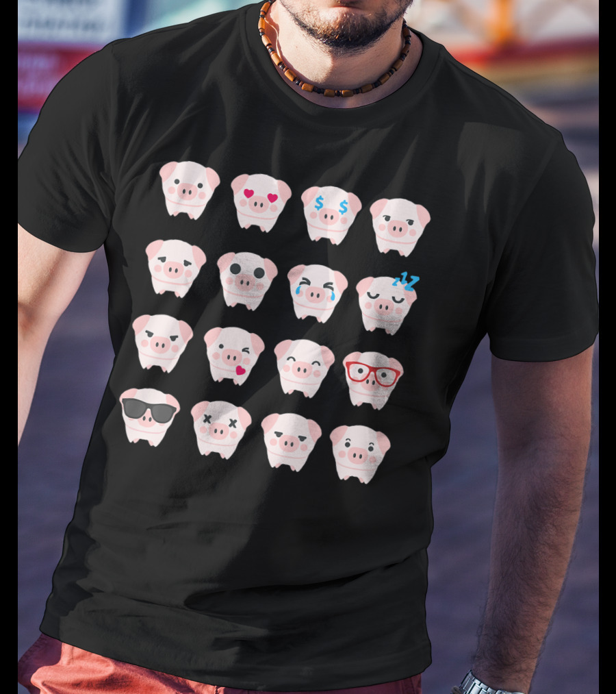 Pig Emoji Expressions Pig Lover T-Shirt