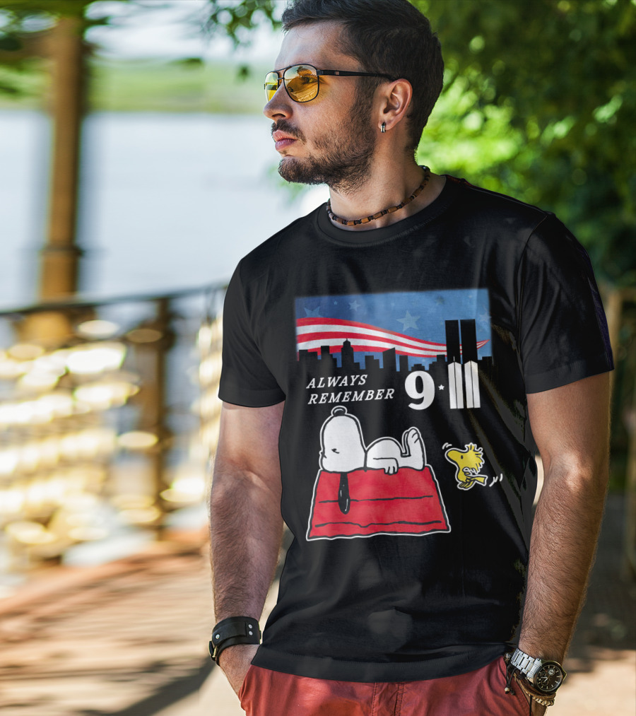 Always Remember 9 11 Snoopy Peanuts Movie Twin Towers T-Shirt