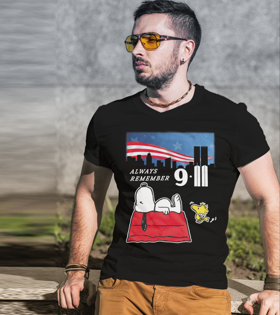Always Remember 9 11 Snoopy Peanuts Movie Twin Towers T-Shirt