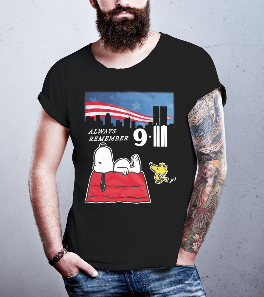 Always Remember 9 11 Snoopy Peanuts Movie Twin Towers T-Shirt