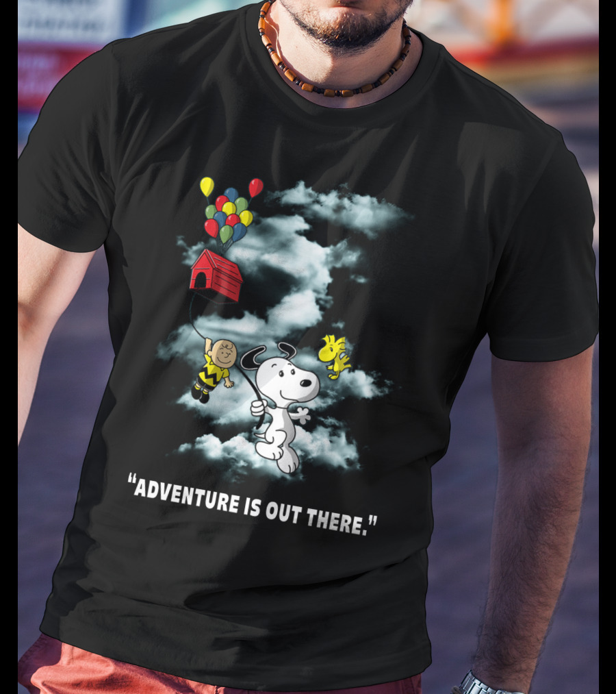 Adventure Is Out There Charlie Brown Snoopy Woodstock Balloons Peanuts T-Shirt