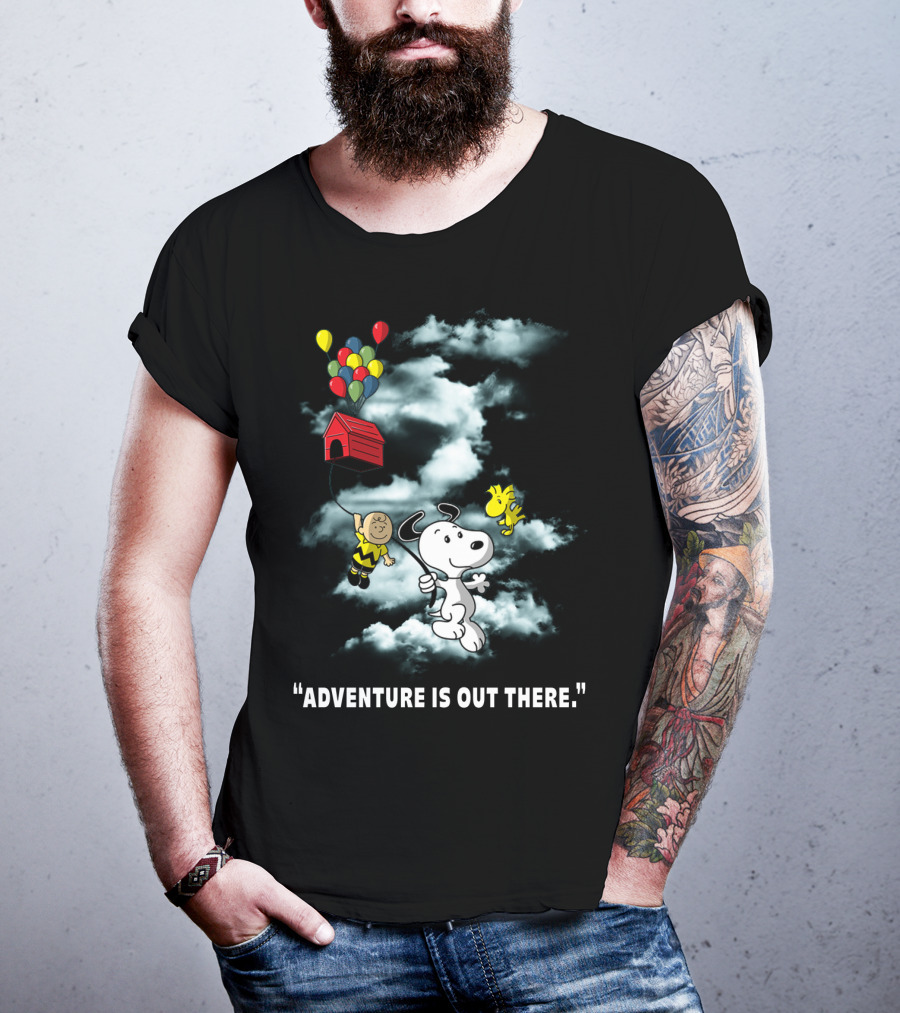 Adventure Is Out There Charlie Brown Snoopy Woodstock Balloons Peanuts T-Shirt