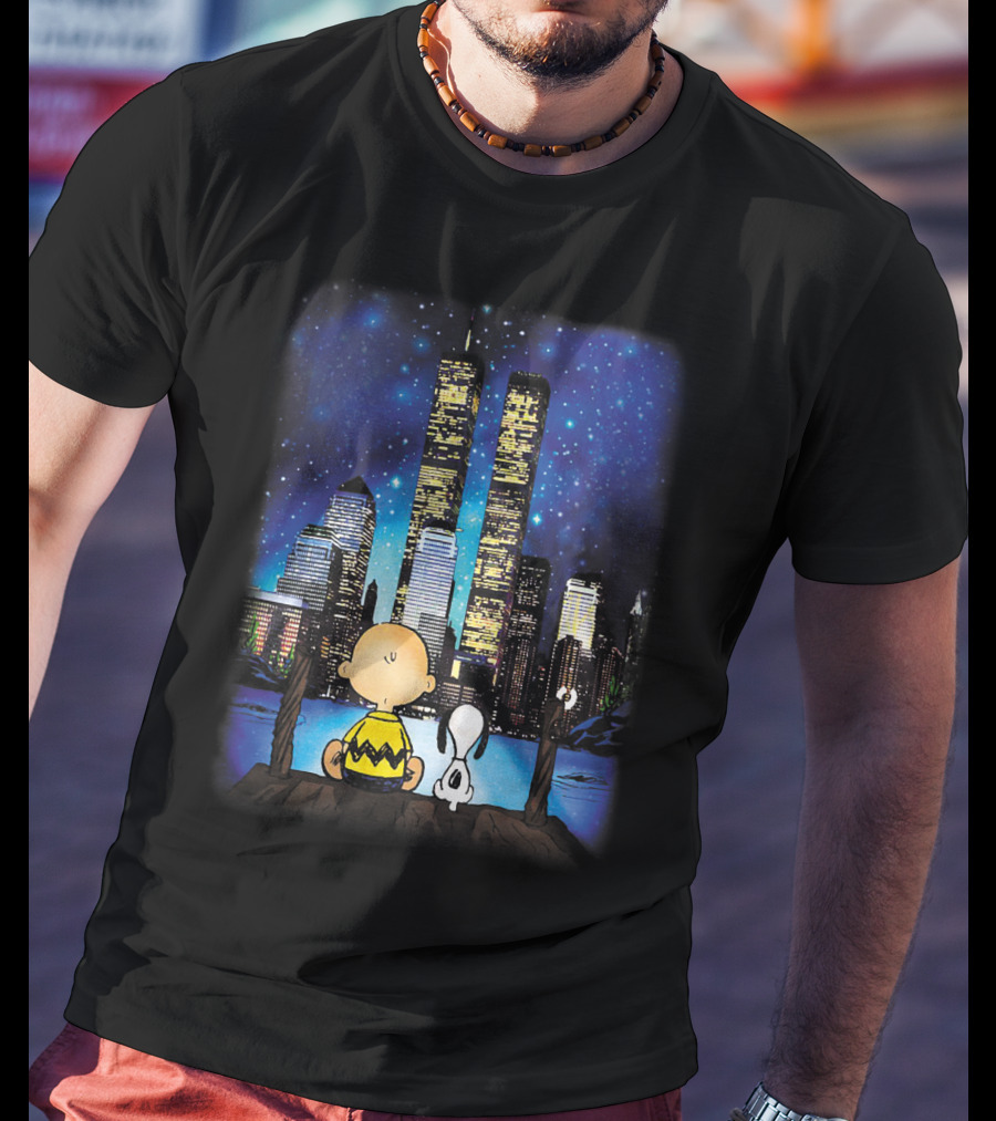 Always Remember Snoopy The Peanuts Movie Twin Towers Charlie Brown Night Sky T-Shirt