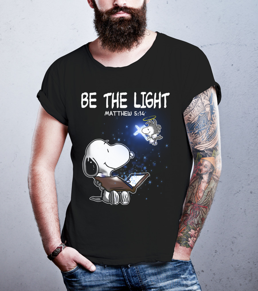 Be The Light Matthew 5:14 Snoopy The Peanuts Movie Woodstock Angel T-Shirt