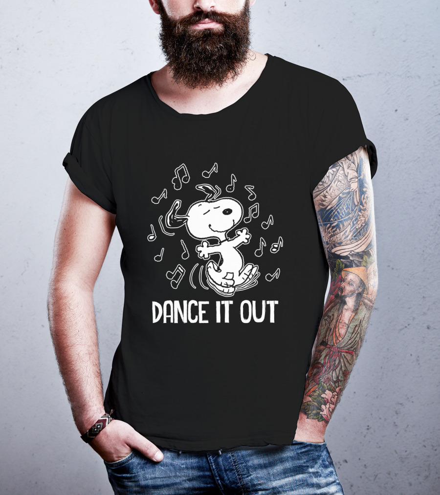 Snoopy Dancing To The Peanuts Movie Music Notes Dance It Out Everywhere T-Shirt