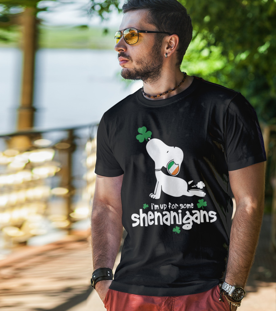 I'm Up For Some Shenanigans St Patrick Snoopy The Peanuts Movie T-Shirt