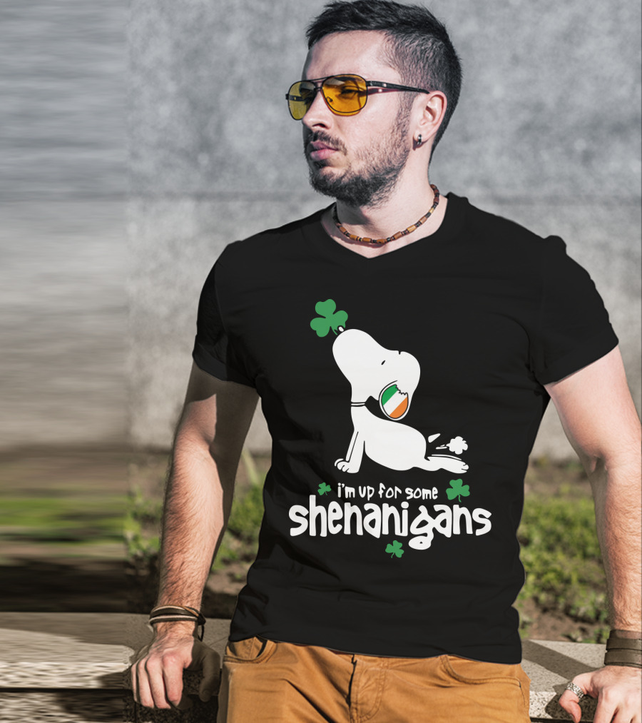 I'm Up For Some Shenanigans St Patrick Snoopy The Peanuts Movie T-Shirt