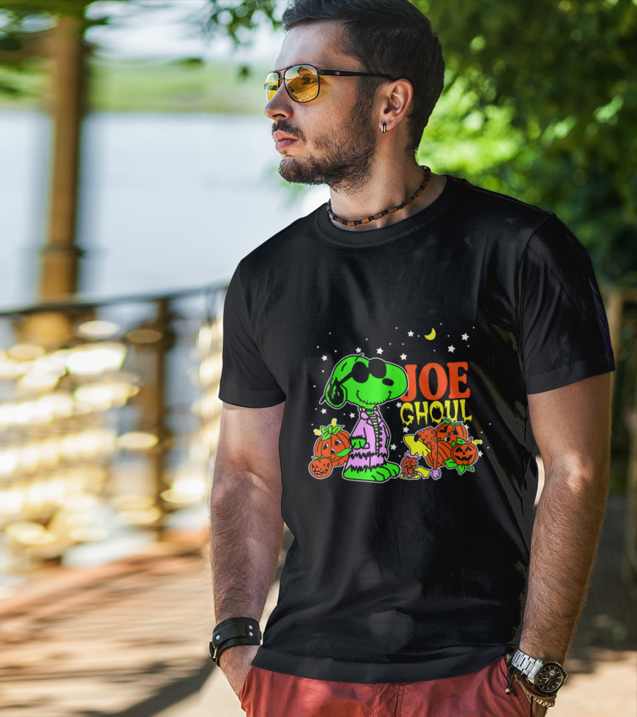 Joe Ghoul Halloween Snoopy Peanuts Pumpkins Moon Stars T-Shirt