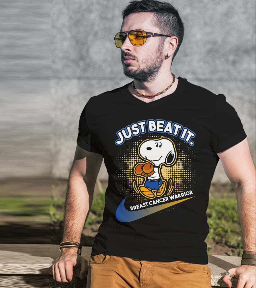 Just Beat It Snoopy Breast Cancer Warrior T-Shirt