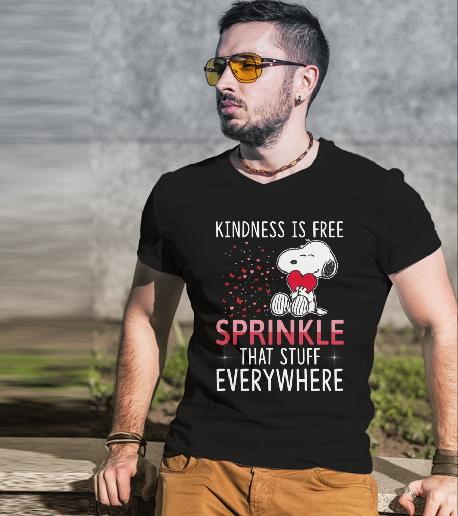 Kindness Is Free Sprinkle That Stuff Everywhere Snoopy Peanuts Movie T-Shirt