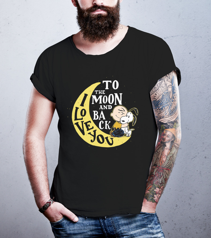 Love You To The Moon And Back Snoopy The Peanuts Movie Charlie Brown Hugging T-Shirt