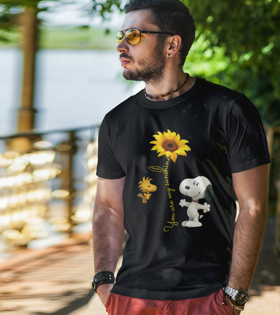 You Are My Sunshine Hippie Snoopy Woodstock Sunflower Peanuts Movie T-Shirt