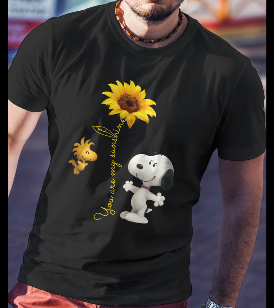 You Are My Sunshine Hippie Snoopy Woodstock Sunflower Peanuts Movie T-Shirt