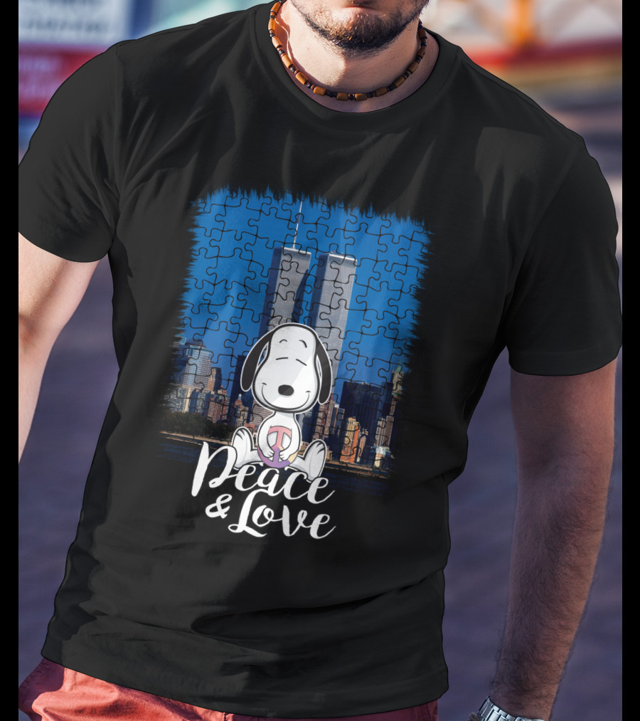 Peace And Love Snoopy 11th September The Peanuts Movie Twin Towers T-Shirt