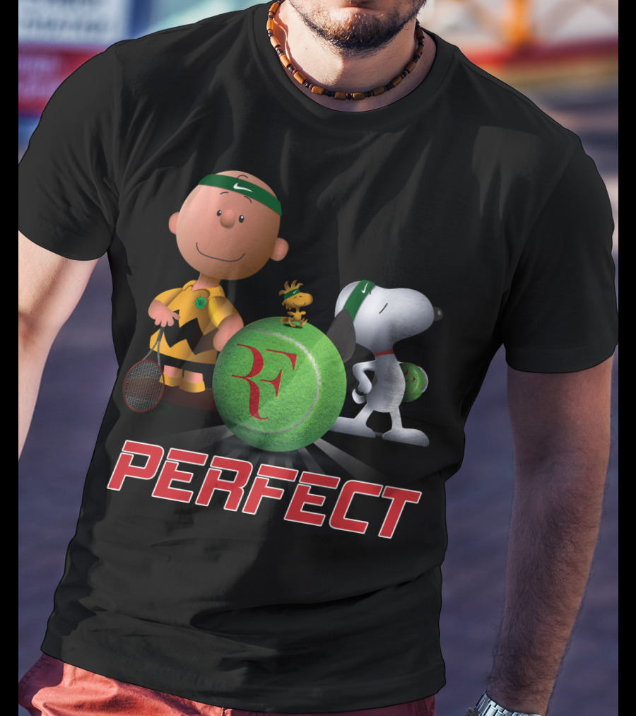 Perfect Roger Federer Tennis Pro Snoopy Charlie Brown Peanuts T-Shirt