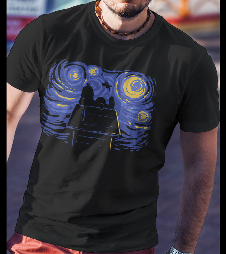 Van Gogh Starry Night Snoopy Peanuts Iconic T-Shirt