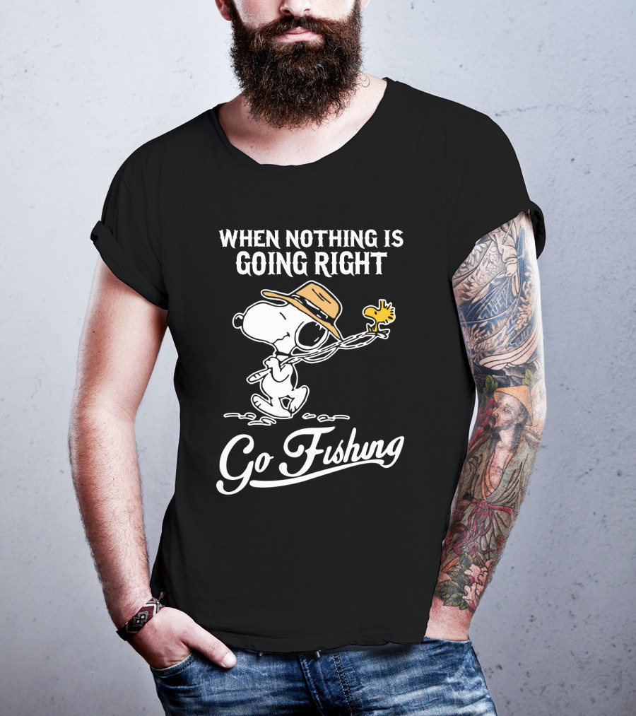 When Nothing Is Going Right Go Fishing Snoopy Peanuts T-Shirt