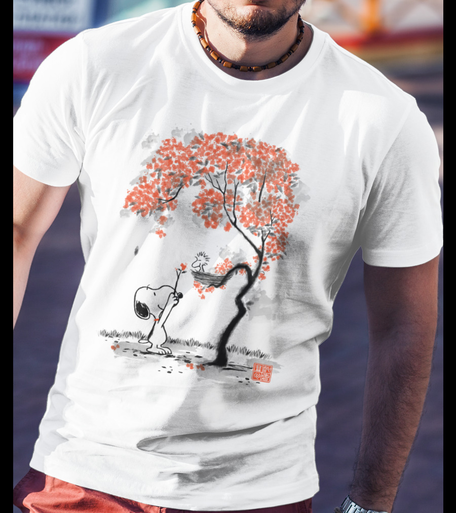Snoopy Sumi E Tree Japanese Style The Peanuts Movie T-Shirt