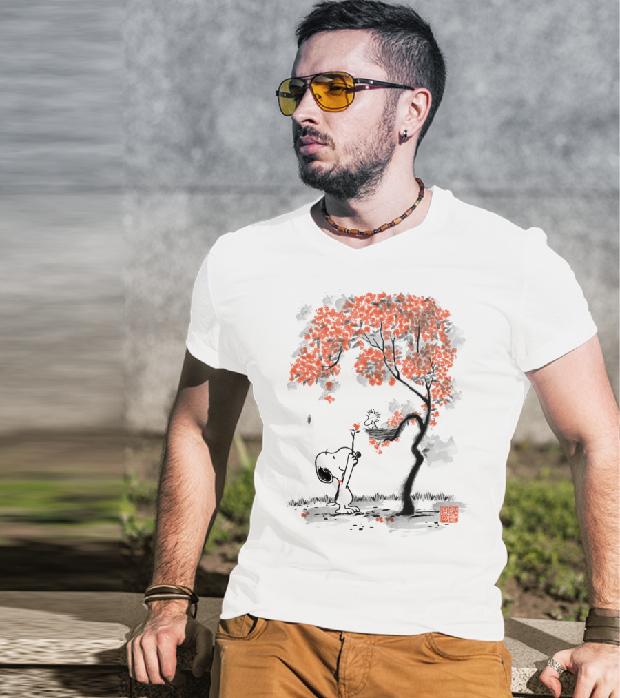 Snoopy Sumi E Tree Japanese Style The Peanuts Movie T-Shirt
