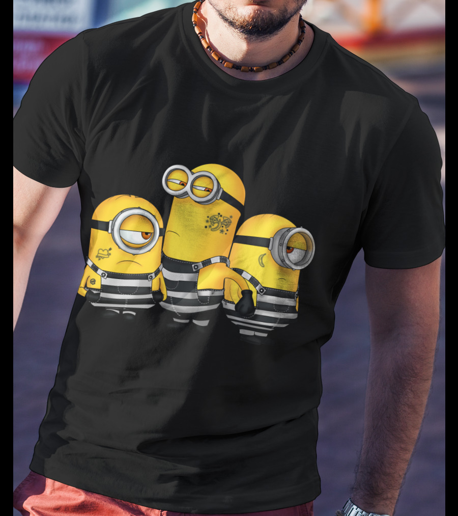 Guilty Wanted Minions Despicable Me Prison Stripes Crime Scene T-Shirt